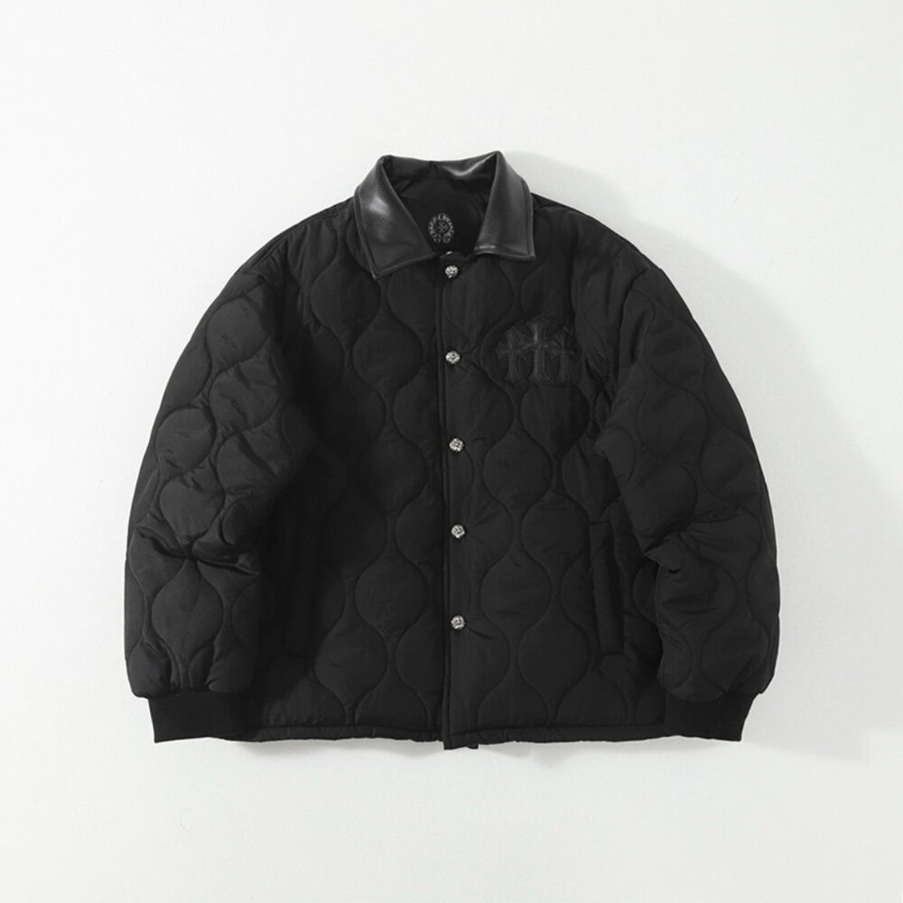 Chrome Hearts Dark Style Cross Embroidery Quilted Cotton Jacket